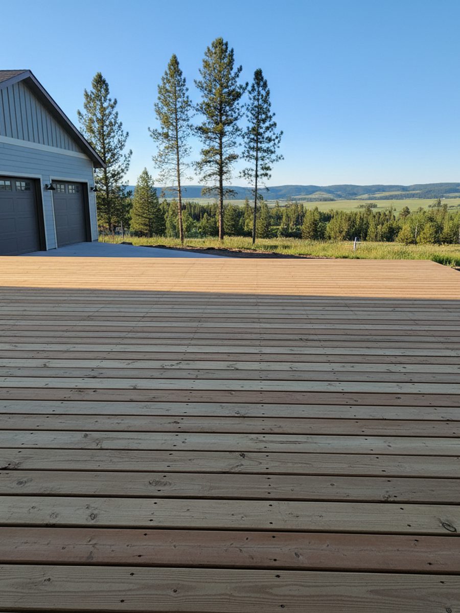 Mighty Deck Solutions crew at work on a home in Deer Lodge, MT